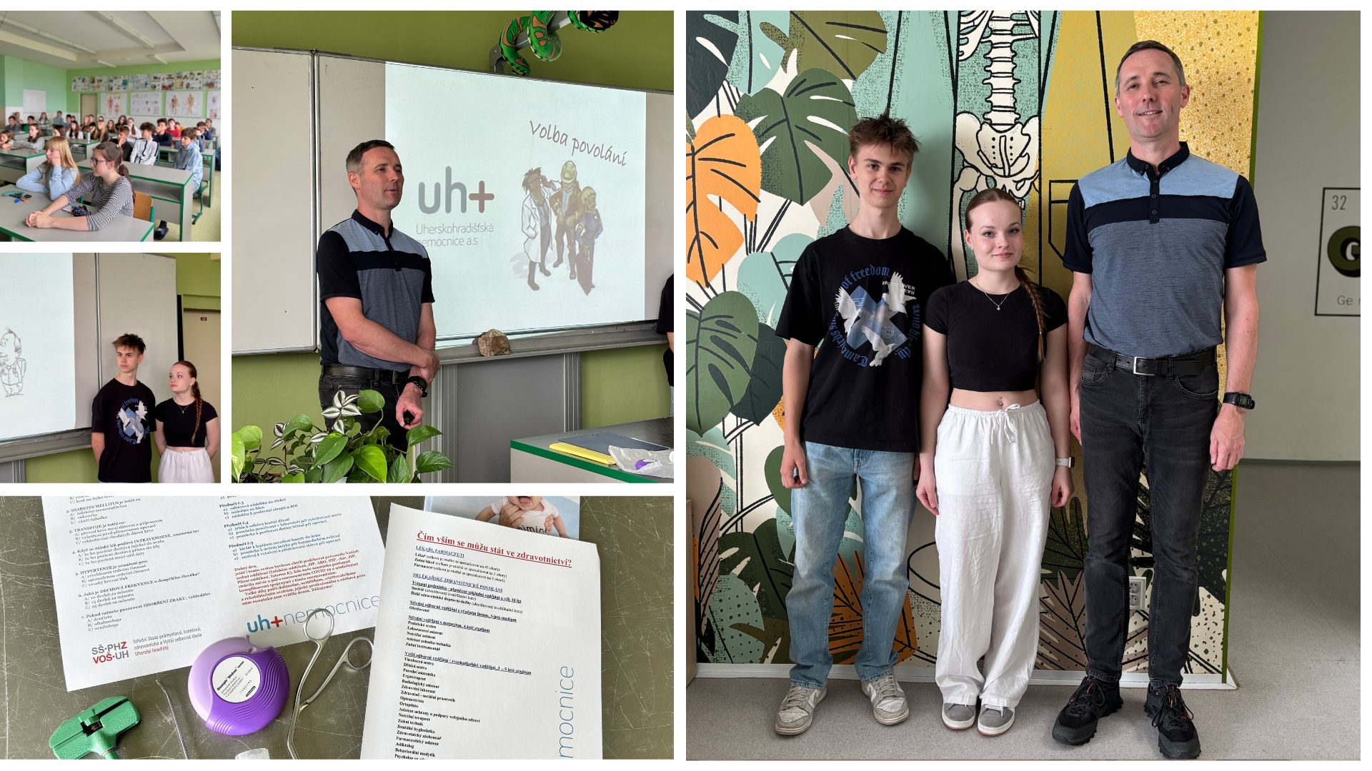 David Vacke se studenty oboru Praktická sestra na prezentaci na ZŠ